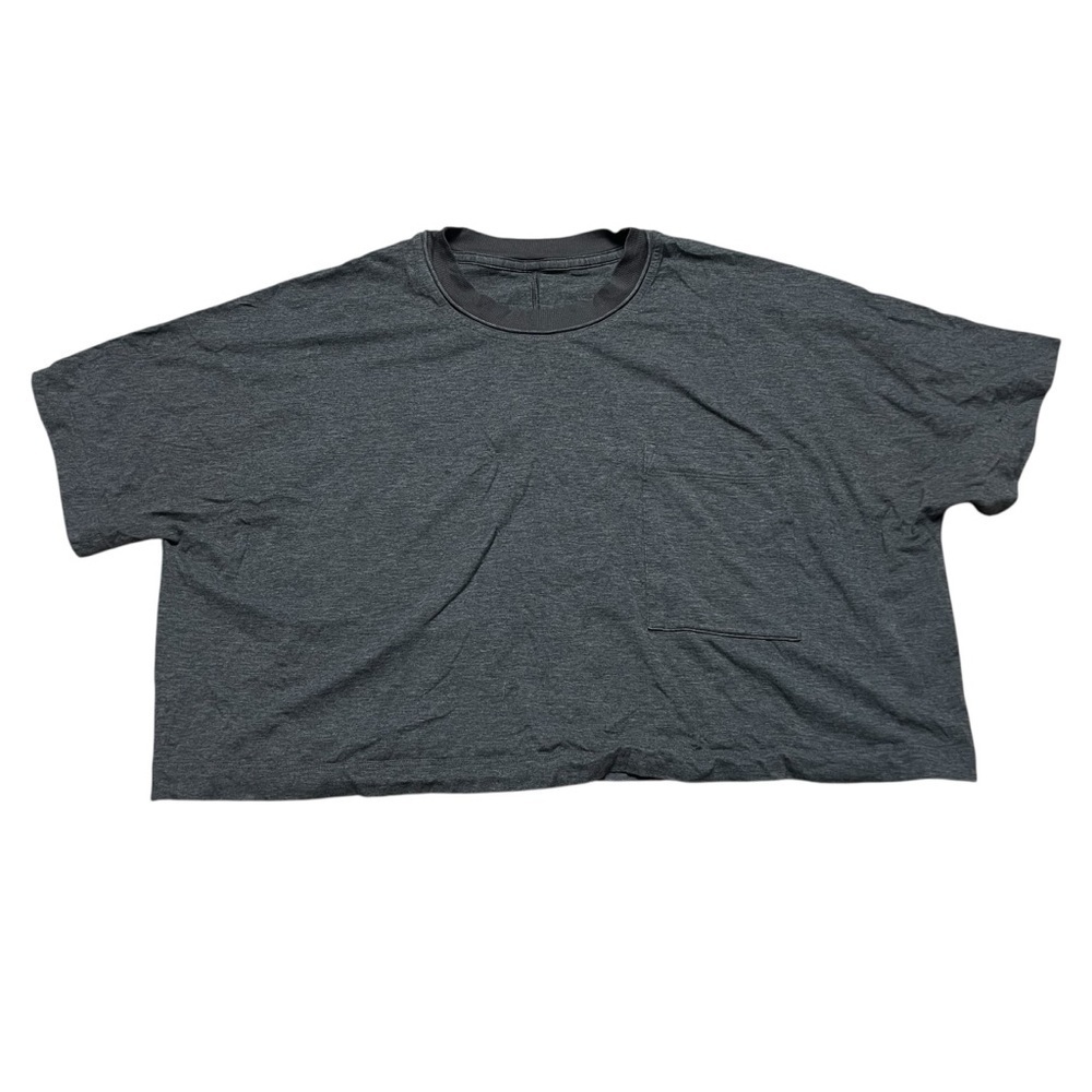 Lululemon Athletics Crop Top Front Pocket Charcoal Gray Activewear Size L